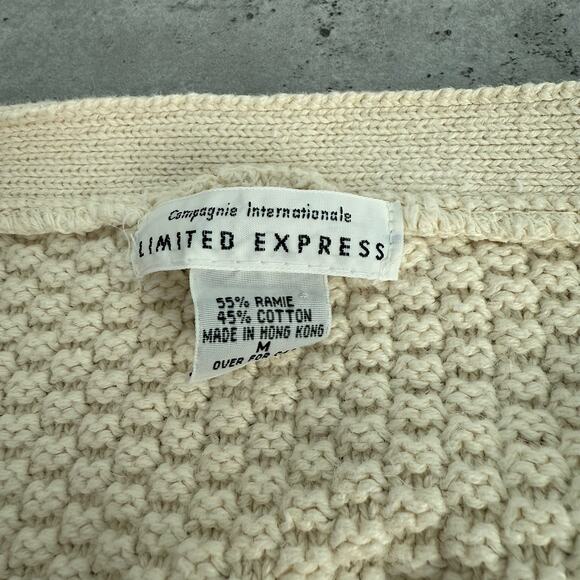 Vintage Cream Chunky Cropped Button Up Sweater Womens Size Medium - Picture 4 of 6